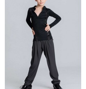 Boys kids ballroom latin dance shirts and pants modern waltz tango ballroom dancing tops and trousers for Children